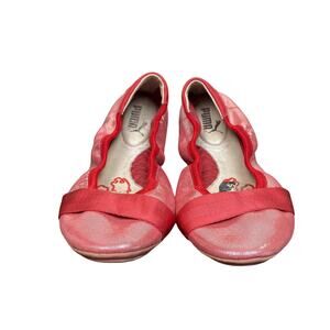 Vintage Puma Metallic Red Leather Ballet Flats Women's 9 Y2K